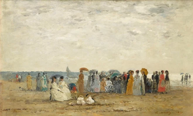 Eugène Boudin, baigneurs de la plage de Trouville, 1869