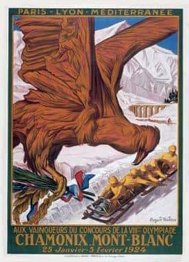 Poster of the "International Winter Sports Week" in Chamonix, 1924